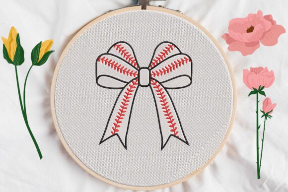 Bow Baseball Embroidery2