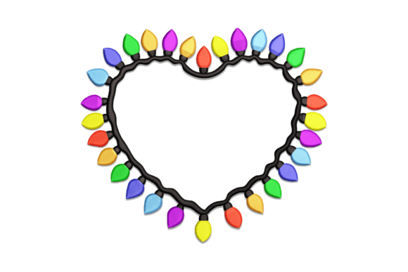 Christmas Lights Heart Embroidery Design