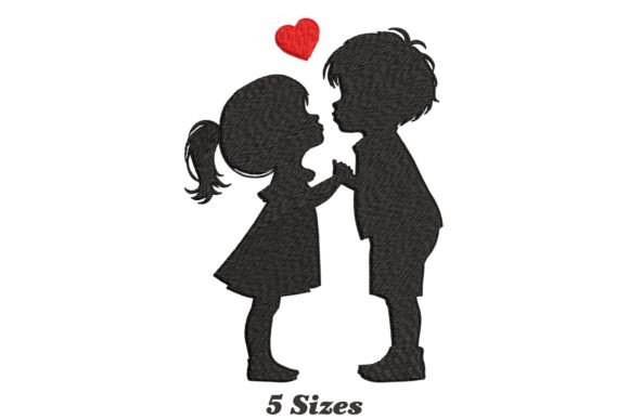 Cute Couple Embroidery Design