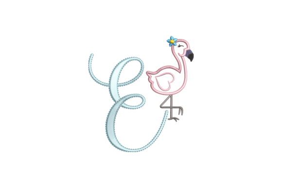 Flamingo Alphabet E Embroidery Design