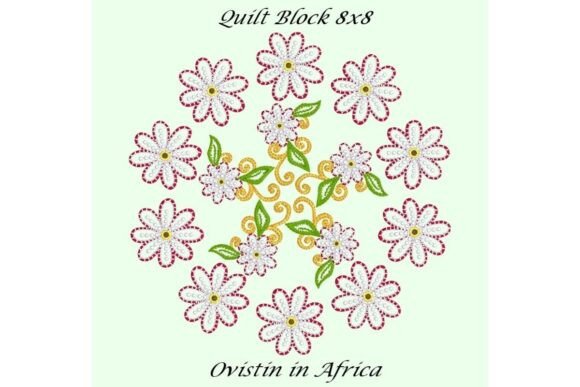 Floral Twerls and Swerls Quilt Blocks Set
