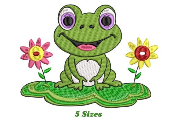 Funny Frog Embroidery Design