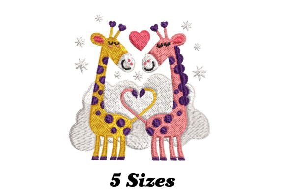 Giraffe Couple Embroidery Design