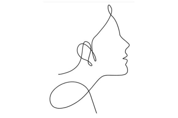 One Line Woman Girl Face