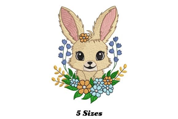 Rabbit Wreath Embroidery Design