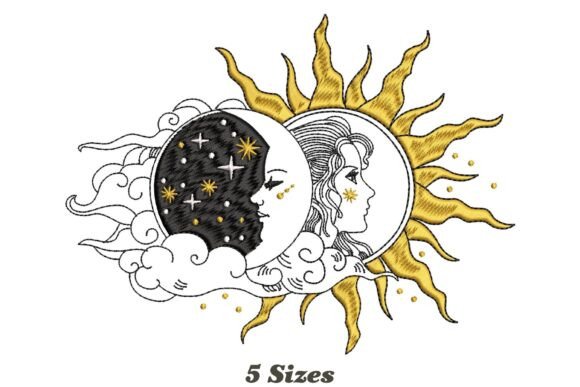 Sun and Moon Embroidery Design
